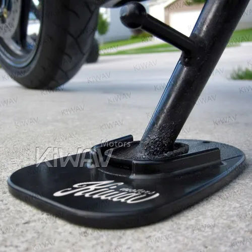 KiWAV Almohadilla de Soporte para Pata de Cabra de Motocicleta - Negro - Suelo Blando, Césped, Pavimento Caliente, Estacionamiento al Aire Libre,