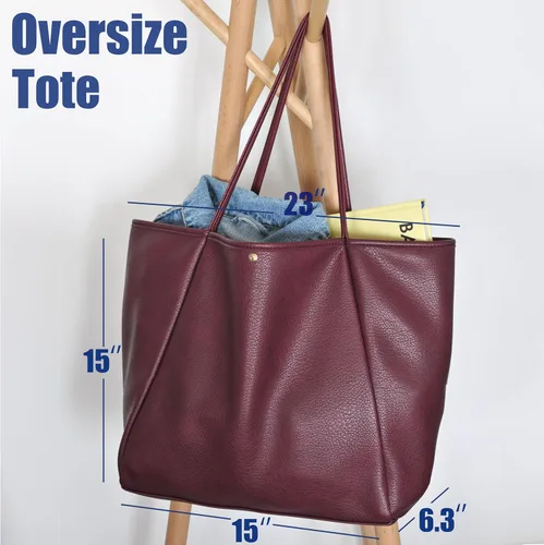 Vista 30 de HOXIS Bolso de mano de cuero PU de gran tamaño para mujer, bolso de fin de semana, bolso de viaje