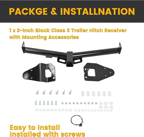 Vista 6 de KUAFU Enganche de remolque clase 3 compatible con Jeep Renegade 2015-2023, enganche de remolque negro receptor de 2 pulgadas