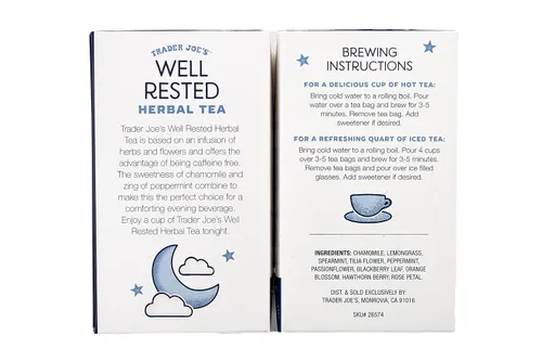 Vista 2 de Trader Joe's Té de hierbas bien descansado sin cafeína 20 bolsas