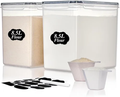 Vista 8 de Vtopmart Contenedores de almacenamiento de alimentos de 2.5 litros/84.5 onzas, 4 recipientes herméticos de plástico sin BPA para harina, azúcar