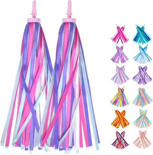 Vista 12 de Serpentinas de bicicleta con borlas para niños 1 par, accesorios para bicicleta de niños, borlas para scooter, bicicleta, triciclo, serpentinas