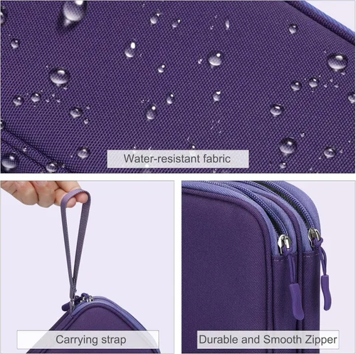 Vista 4 de FYY Organizador para cosas electrónicas, para viajes, para cables, cargadores, celular y auriculares, estuche portátil, impermeable, doble capa