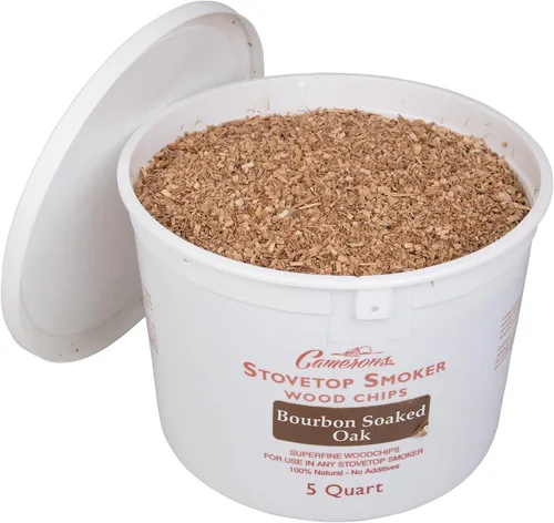 Vista 9 de Camerons Virutas de aserrín de madera de roble empapado de bourbon extra fino natural (5 cuartos de galón, 4.731 L), virutas de aserrín de madera
