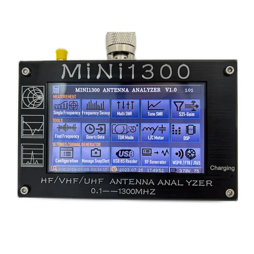 Analizador de antena Mini1300 actualizado 2024 0.1-1300MHz con pantalla táctil TFT LCD de 4.3 pulgadas, analizador de red vectorial portátil con