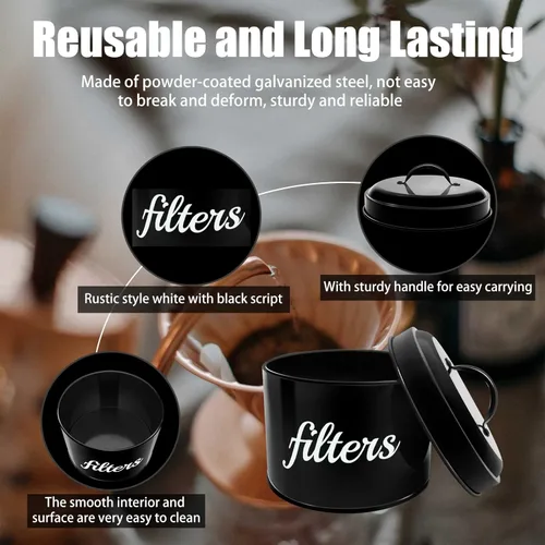 Vista 3 de Soporte para filtro de café esmaltado blanco con tapa, decoración rústica de granja de café envejecida