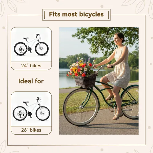 Vista 4 de GRANNY SAYS Cesta de bicicleta, cesta de mimbre para bicicleta, cesta de bicicleta tejida a mano, cesta de mimbre desmontable para manillar delantero