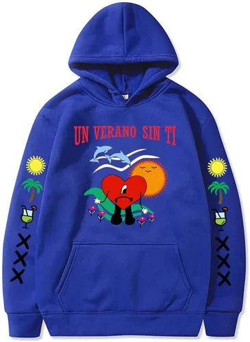 AnsenSUN Un Verano Sin ti Bad Bunny - Sudadera con capucha de conejito de moda casual para hombres, mujeres y niños, F, M, F