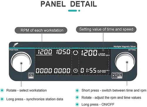 Vista 5 de Multi-Position Magnetic Stirrer,4 Stirring Points,2000 Ml Magnetic Stirrer,50-1500Rpm Adjustable Speed,Led LCD Display, Suitable for Schools and