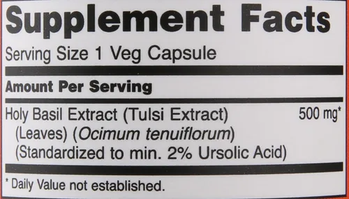 Vista 4 de NOW Extracto de albahaca sagrada 500 mg, 90 cápsulas vegetales