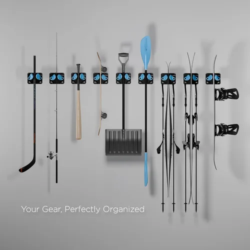 Vista 5 de Gravity Grabber La estantería de pared definitiva para esquís y tablas de snowboard - Se adapta a cualquier esquí o tabla de snowboard - Guarda tus