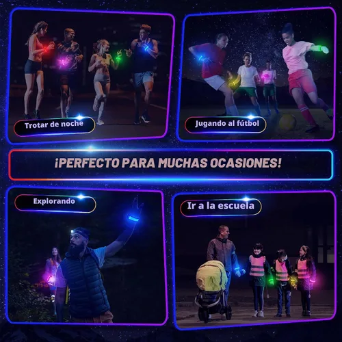 Vista 6 de FANL Pulseras LED brillantes, 3 modos de luz, recuerdos de fiesta iluminados Paquete de 12 – Surtido de 6
