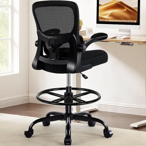 AreShark Silla de Oficina para Dibujo - Silla de Oficina Alta Ergonómica con Reposapiés Ajustable - Silla de Escritorio de Altura de Barra Ajustable