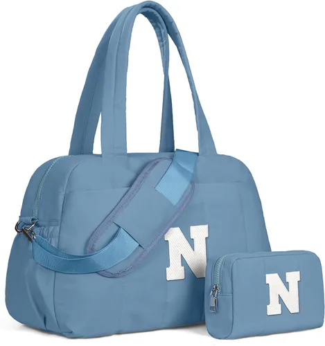 Vista 19 de Bolsa de lona Vogewood, bolsas personalizadas de fin de semana para mujer, bolsas de viaje con estuche de maquillaje, regalos de cumpleaños, Beige
