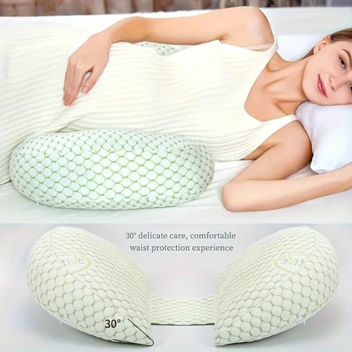 Vista 2 de Almohada portátil de embarazo – Soporte de maternidad en forma de W para dormir de lado, almohada de cuña de viaje ajustable para alivio de espalda