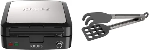 KRUPS Gofrera Belga, Gofrera con Platos Extraíbles y Tovolo Mini Gofrera de Agarre Fácil Antideslizante, Mango de Acero Inoxidable, Cabezales de