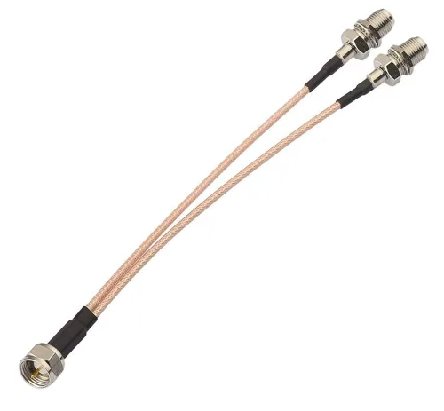 Divisor de cable coaxial tipo F - F macho a F doble hembra, 75 Ohm para TV, receptor de satélite (5.9 in/6 pulgadas)