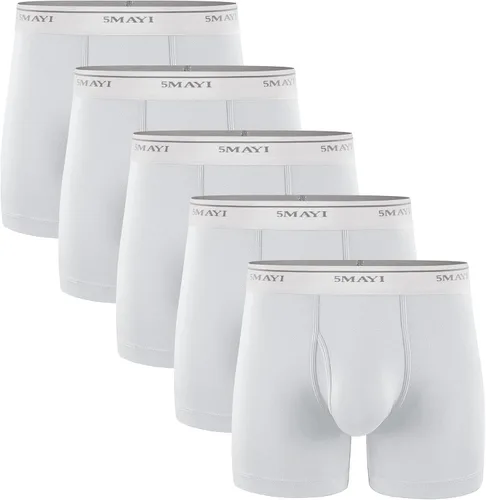 5Mayi Ropa interior para hombre, calzoncillos tipo bóxer de algodón regular largos para hombre, ropa interior para hombre, paquete S, M, L, XL, XXL