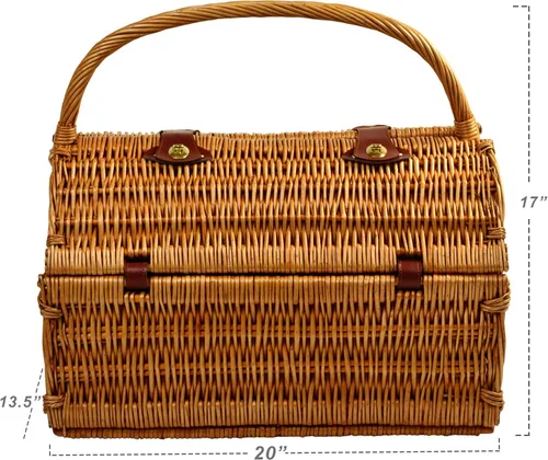Vista 2 de Picnic at Ascot Yorkshire Willow Cesta de picnic con servicio para 4 personas con manta y juego de café