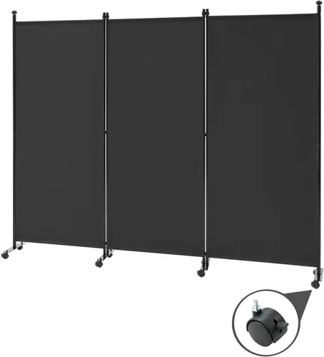 Spurgehom Divisor de habitación con ruedas de 3 paneles, pantallas de privacidad de partición plegables, panel de habitación de tela independiente,