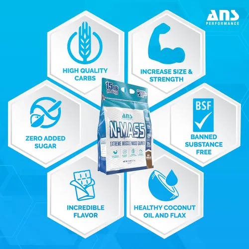 Vista 5 de N-Mass Muscle Mass Gainer - Proteína en polvo - Maximizador de masa muscular s 15lb (chocolate)