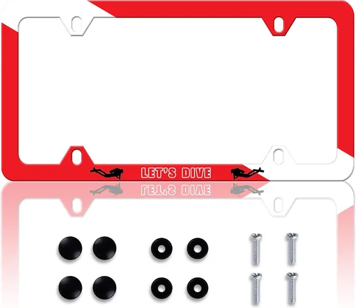 Vista 13 de Aloha - Marco de matrícula con hermosas flores de hibisco, marcos de matrícula personalizables de acero inoxidable con diseño divertido, compatible