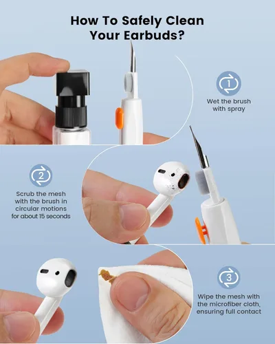 Vista 10 de Kit Limpiador para AirPod Pro 20 en 1 4 3 2 1 - Herramienta de Limpieza Multifunción para Auriculares, Teléfono, Laptop, Teclado, Pantalla - Punta