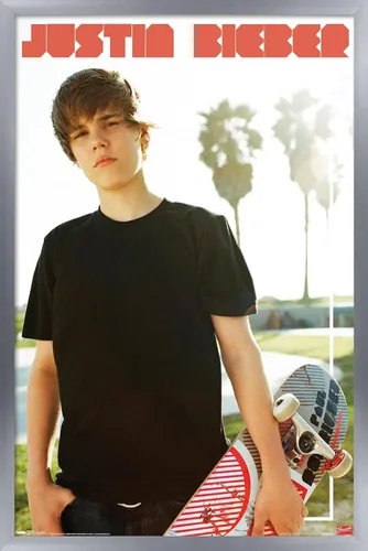 Vista 15 de Trends International Justin Bieber - Póster de pared de monopatín, 14.725 x 22.375 pulgadas, versión enmarcada de madera de granero