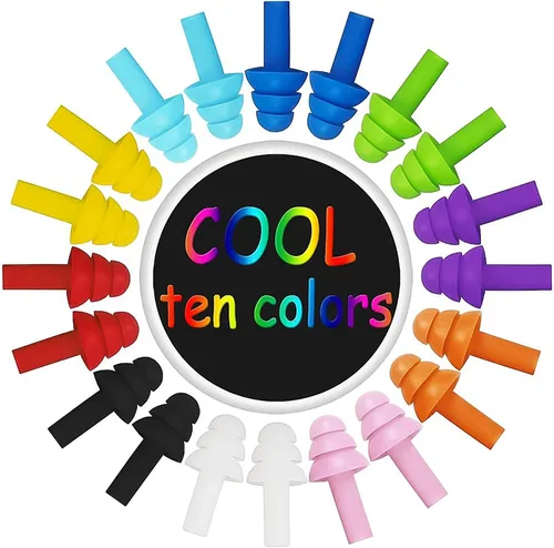 Vista 7 de 10 pares de tapones para los oídos de natación con cancelación de ruido, tapones reutilizables impermeables para los oídos con estuche para nadar