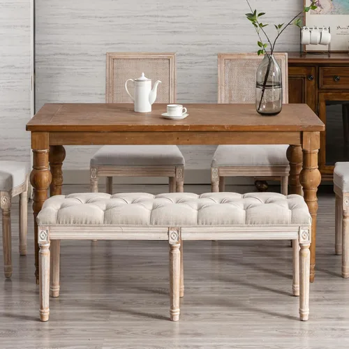 Vista 12 de chairus Banco otomano tapizado con tela