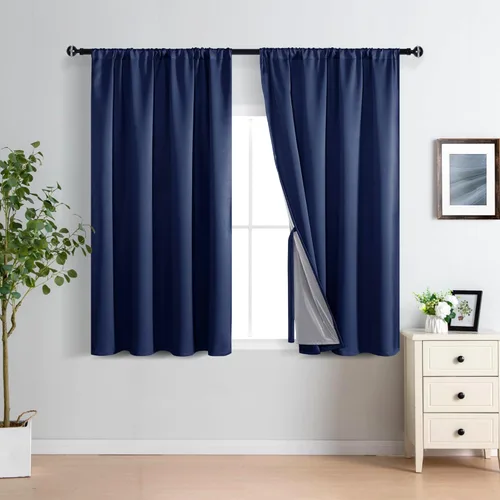 Vista 11 de XWZO Cortinas 100% opacas de 84 pulgadas de largo con alzapaños, protección de privacidad, paneles de ventana de eficiencia energética con forro