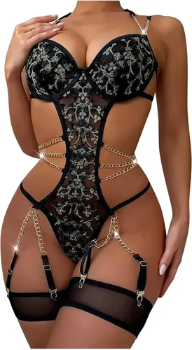Lencería sexy para mujer, lencería con tiras de tirantes, lencería ajustada para sexo travieso