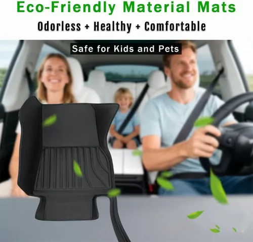 Vista 7 de SUPER LINER 6 PCS Soft Floor Mats & Accessories for Tesla Model 3 Highland (2024,2025,2026) – Custom Fit All Weather Protection Full-CabinProtect™