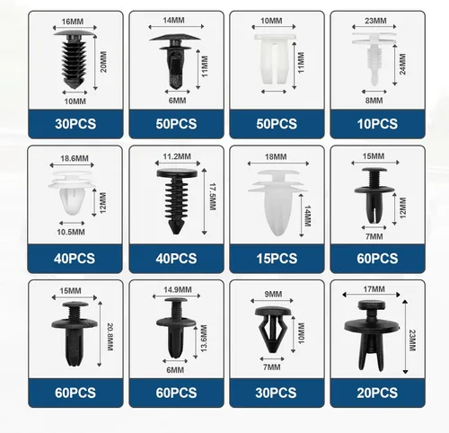 Vista 2 de Juego de 1101 clips para panel de moldura de puerta de automóvil, clips de retención de automóvil, juego de remaches de pasador de empuje