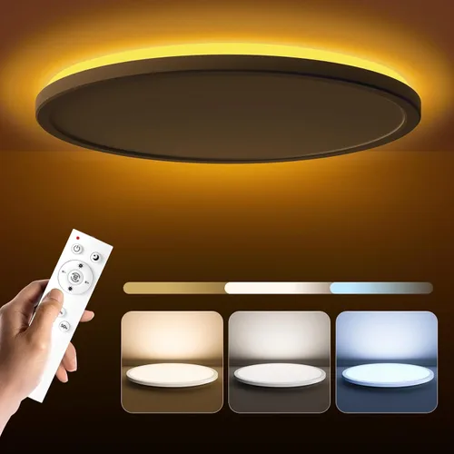 Vista 11 de Matane Lámpara de techo LED de 12 pulgadas con control remoto, luz nocturna cálida de 2000 K, ajustable de 3000 K-6500 K, luces de techo de bajo