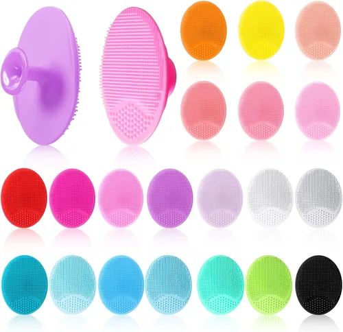 Paquete de 20 cepillos de limpieza facial de silicona suave, cepillo de lavado facial para limpieza profunda, cepillo para masaje, exfoliante Rosa