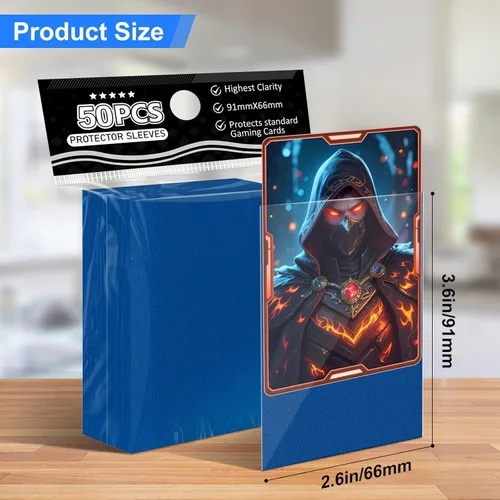 Vista 2 de Fundas para tarjetas de color azul nocturno aptas para MTG, 300 piezas de ajuste perfecto, fundas estándar para tarjetas de intercambio, tarjetas