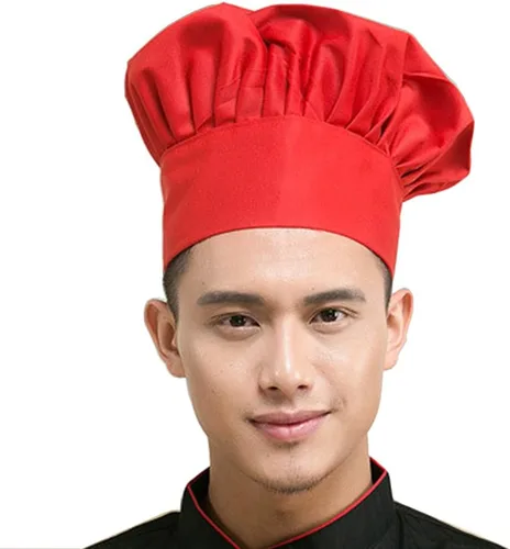 Vista 5 de Hyzrz Juego de 2 gorros de chef para adultos, ajustables, elásticos, para cocinar, cocinar
