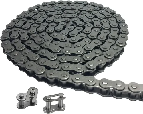 AZSSMUK #35 Cadena de rodillos - 3 pies de material de acero al carbono con 2 eslabones de conexión, cadena industrial - 96 eslabones