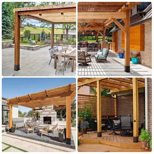 Vista 8 de Base de Poste 4×4 4 Piezas, Soportes de Poste de Cubierta, Tamaño Interior (3.6" x 3.6") Soporte de Poste de Acero con Recubrimiento en Polvo