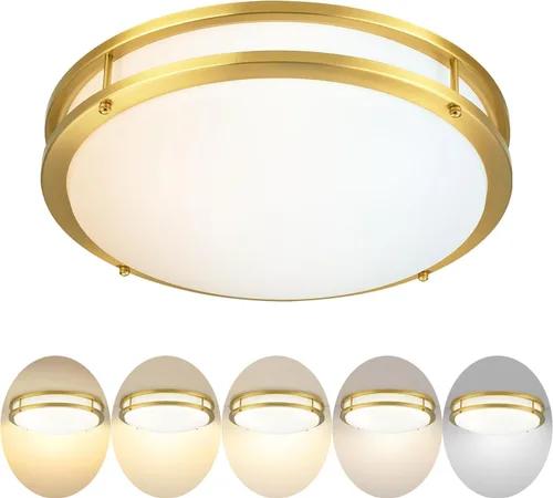 Vista 12 de Lámpara de Techo Dorada 24W, Lámpara de Techo LED de Montaje Empotrado de 12 Pulgadas para Dormitorio, Cocina, Baño, Lámpara de Techo Regulable