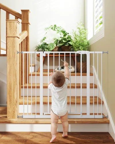 Vista 3 de keny Puerta de bebé de 29"-42.5" para escaleras, puerta de seguridad con Negro