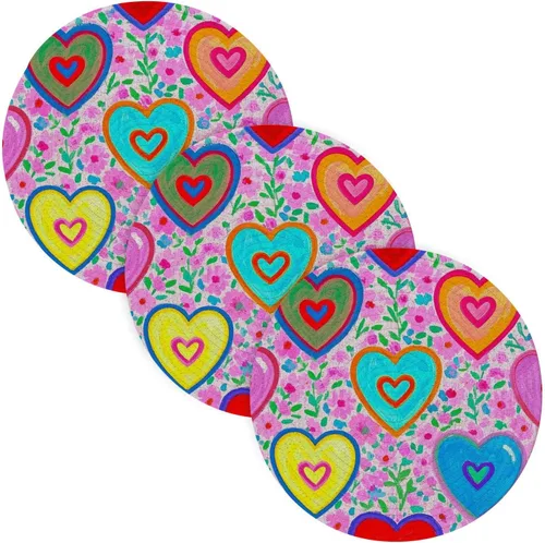 3 Pcs Kitchen Trivet for Microwave Stove 15in Heat Resistant Hotpads Home Decor alfombrilla de para cocina Retro Heart Peach Floral Colorful