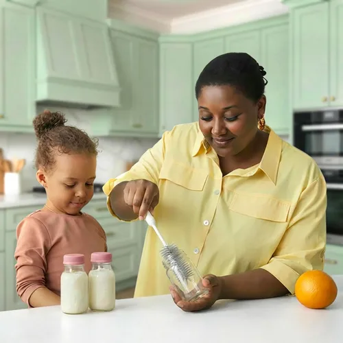 Vista 8 de Juego de cepillos para botellas 6 en 1 con soporte, kit de limpieza multiusos para biberones, botellas de agua reutilizables, popotes y tapas, sin