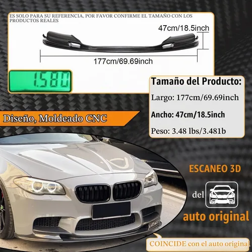 Vista 6 de Borde de parachoques delantero de fibra de carbono para BMW Serie 5 F10 M5 Sedan 2012-2016