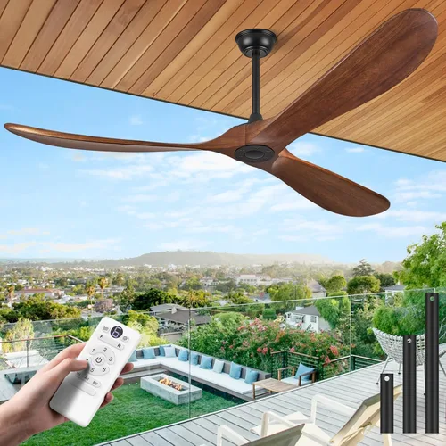 Vista 18 de Ventiladores de techo ABZ sin luces - Ventiladores de techo modernos de 52 pulgadas sin luces con control remoto, ventiladores de techo de 3 aspas