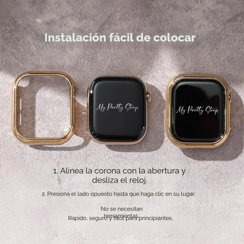 Vista 6 de Glossy XOXO Apple Watch Bumper Case - Touch-Friendly Open Face Design Dorado