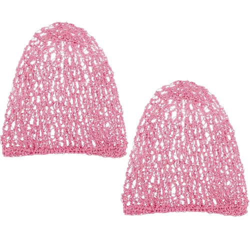 Vista 14 de Waydress 2 piezas de malla para el pelo red rayón tejido Snood mujeres ganchillo dormir Cap (negro)