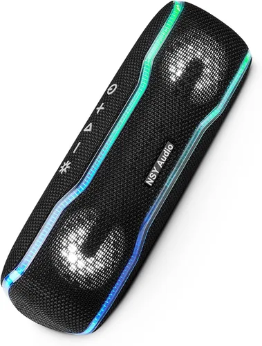 Vista 10 de Altavoz Bluetooth impermeable IPX7, tiempo de reproducción de 24 horas, luces LED, altavoz inalámbrico al aire libre para piscina, playa, ducha, azul