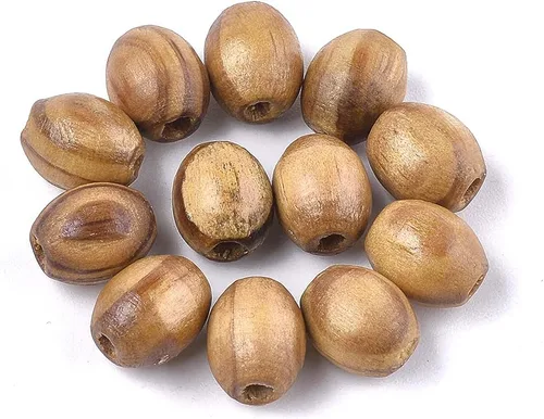 Vista 24 de Cheriswelry 50 cuentas redondas de madera sin terminar de 0.79 a 0.78 pulgadas, color blanco antiguo, agujero grande, de madera natural, cuentas
